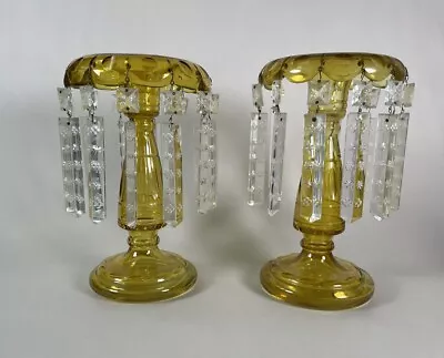 Vintage Pair Of Amber Mantle Lusters (One Damages) • $295