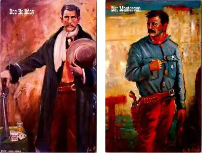 2~Lea McCarty Postcards GUNFIGHTERS OF THE OLD WEST  Doc Holliday~Bat Masterson • $5.90