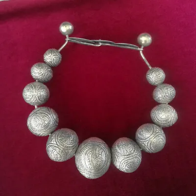 Traditional Tribal Exotic Pure Hand-carved Miao Silver Big Balls Necklace 1piece • $399