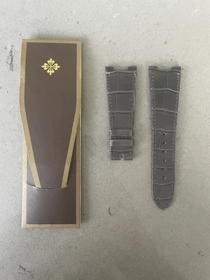 £695 • Buy Patek Philippe Nautilus Grey Leather Watch Strap