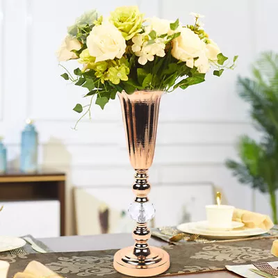 44.5cm Gold Tall Stunning Iron Flower Vase Urn Luxury Wedding Home Table Decor • £18