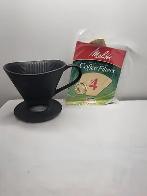 Melitta Signature Pour Over Coffee Maker Porcelain W/Matte Black Finish 64033 • $9.99