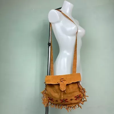 £44.99 • Buy 60s Suede Hippy Messenger Bag Tribal Indian Fringe Folk Festival 