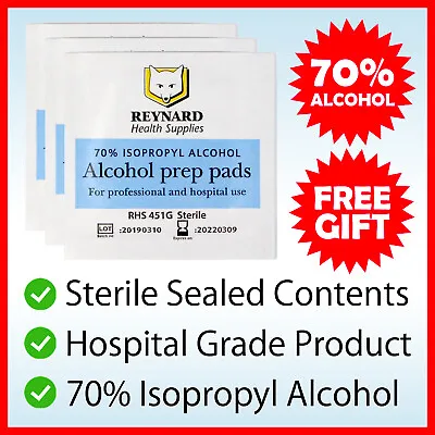 $1 • Buy Reynard Alcohol Wipes Sterile 70% Isopropyl Skin Sanitiser Swabs IPA Prep Pad