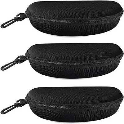 3 Pack Zipper Shell Eyeglasses And Sunglasses Case With Plastic Carabiner Hook • $14.45