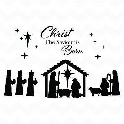 NATIVITY + Christ The Saviour Saying Vinyl Sticker Set Christmas Decal Removable • $60.99