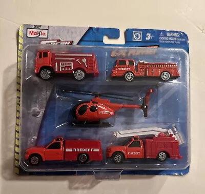 Maisto Fresh Metal Fire Engine Helicopter Ambulance 5 Piece Die Cast Play Set • $10