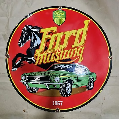 Ford Mustang Porcelain Enamel Sign 30 Inches Round • $100