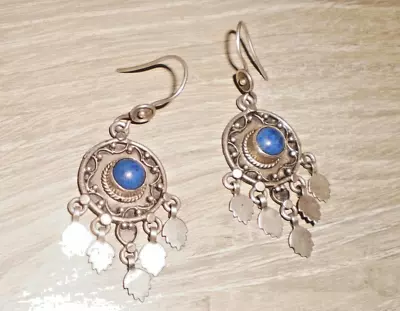 Vintage Dangle Blue Lapis ? Sterling Silver Earrings • $10