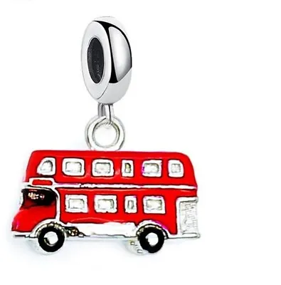 Red London Bus Charm Bus Charm 925 Sterling Silver Charm Bead - Perfect Gift Ide • £19.99
