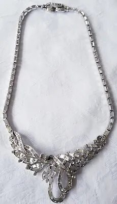 Vtg Mazer Bros Choker Rhinestone Necklace Signed Silver Tone Art Deco Beautiful  • $149