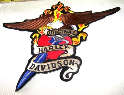 Harley Davidson Eagle Sword Thru Heart Large Back Vest Jacket Patch 10 X 10 • $67.43