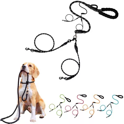 Heavy Duty Multiple Dual Coupler 2 Way Nylon Dog Pet Walking Leash Leads Double • £9.99