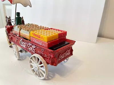 Vintage Cast Iron Coca-Cola Horse Drawn Wagon With Umbrella 36 Cokes And Cases • $32.99