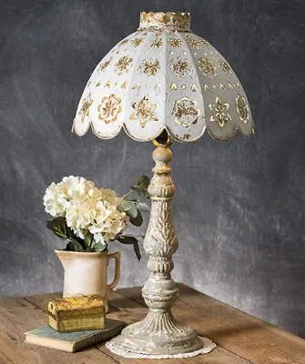 Rustic Finish White Home Decor Table Lamp With Decorative Metal Shade • $147.04