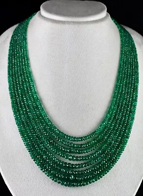 Natural Zambian Emerald Beads Round Faceted 8l 599 Ct Precious Gemstone Necklace • $30000