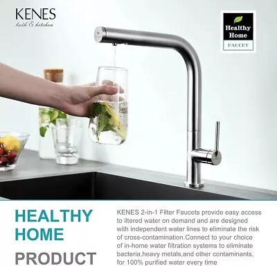 KENES 2IN1 Water Filter Kitchen Tap 3 Way Kitchen Mixer Taps Drinking • £49.99