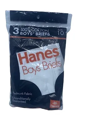 Hanes 1992 USA 100% Cotton 3 Pack White Briefs Boys 10 Vintage Underwear Kids • $50.57