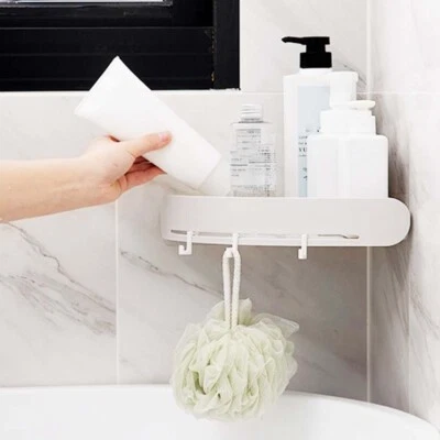 £7.99 • Buy Bathroom Corner Storage Basket Shower Plastic Shelf Tidy Wall Kitchen Caddy Rack