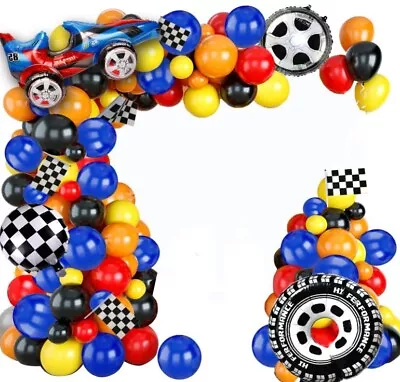 121 Pcs Racing Car Balloons Arch Garland Kit Decorations Race Car Foil Balloons • $29.99