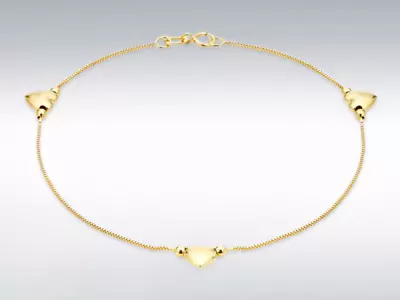 9ct Yellow Gold 3 Heart Ankle Chain 10.50  • £108.90