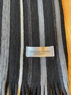 Geoffrey Beene Black And Gray Stripes 100% Acrylic Scarf • $12