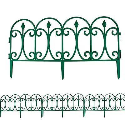 Green Garden Border Fence Flexible Plastic Lawn Flower Bed Edging Picket Border  • £13.02