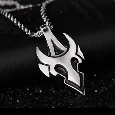 Men‘s Gothic Stainless Steel Silver Black Bull Flame Pendant Necklace With Chain • $8.96