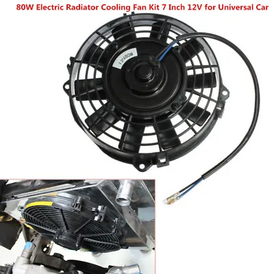 $59.99 • Buy 7  Inch 12V 80W Universal Car Electric Radiator Slim Fan Push Pull W/ Mount Kit