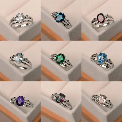£3.88 • Buy Ring Wedding Black Elegant Sapphire Jewelry Size 6-10 Rings Women