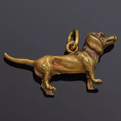 Vintage 18K Yellow Gold Dachshund Puppy Dog Charm Pendant 1.7 Grams • $599