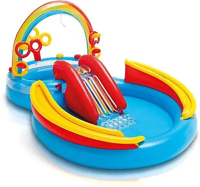 Intex Rainbow Rings Childrens Activity Water Play Centre Paddling Pool Slide • £44.99