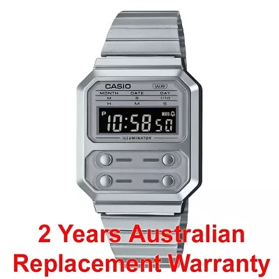 Casio Vintage Digital Retro Unisex Watch A100 A100we-7b Silver Metal 2y Warranty • $94.99