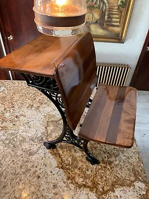 Antique Restored Cast Iron & Wood Folding Student Desk Chair BUFFALO NY No #5 • $229.95