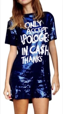$59 • Buy Zara Trafaluc Rare Collection Sequin Mini Dress M Blue
