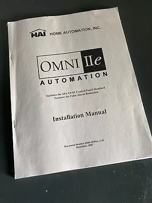 HAI Home Automation Inc OMNI IIe Automation Installation Manual 20100-50 REV 2.1 • $9