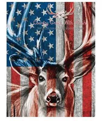 Sublimation Print Design Deer USA Flag Ready To Press Heat Transfer • $2.40