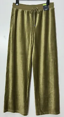 Marks & Spencer Joggers Green Ribbed Velour Wide Leg M&S 12 Regular Womens New • £10