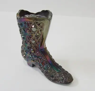 Fenton Blue Carnival Glass Boot Shoe Daisy Button • $22