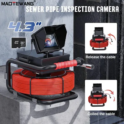 20M Sewer Camera 4.3  LCD Monitor HD Drain Pipe Inspection Camera 16GB DVR 17MM • $390.58