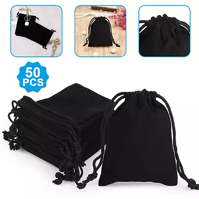 50Pcs Velvet Drawstring Velour Pouch Jewelry Ring Wedding Party Favor Gift Bags • $11.48