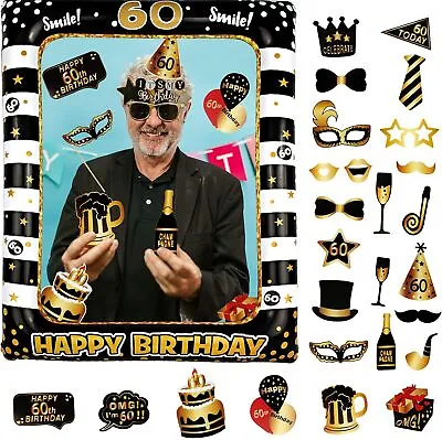 60th Birthday Photo Booth Frame KissDate 60th Inflatable Selfie Frame And 26PC • £14.12