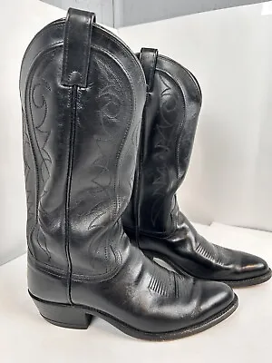Vintage DAN POST Cowboy Boots Pointed Toe Leather Black Mens 8D MADE In USA • $34.99