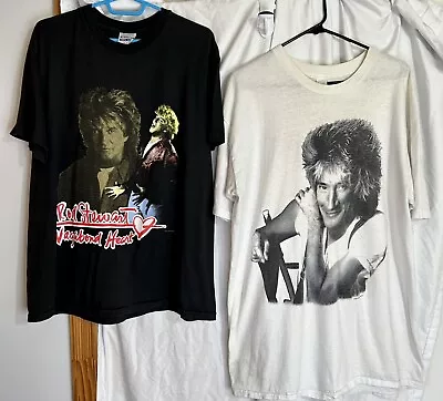 $50 • Buy Vintage Lot Of 2 Rod Stewart Tour Shirts 1988 Out Of Order 1991 Vagabond Size XL