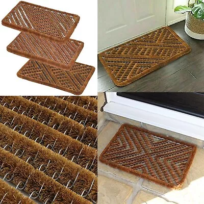 Boston Wire Brush Coir Boot Scraper Doormat Metal Frame Front Door Entrance Mat • £16.99