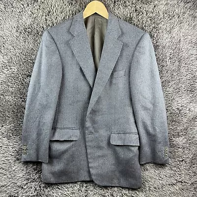 Vintage Ermenegildo Zegna 42R Blazer Jacket Gray Harringbone Made Switzerland • $50.23