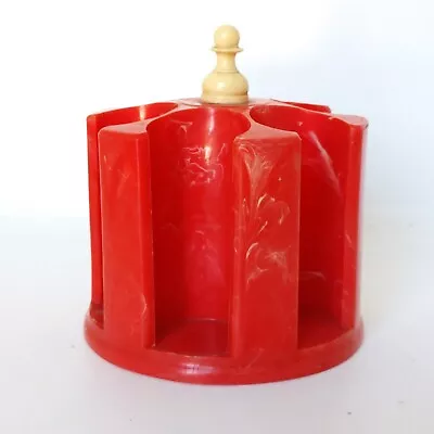 Vintage Red Plastic Thread Bobbin Caddy Holder Organizer By Victory Of Chicago • $11.50