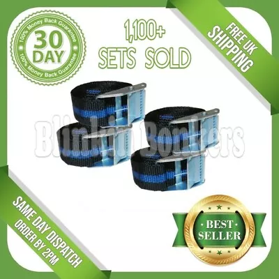 4 Tie Down Straps Long Cam Buckle Load Securing Travel Roof Rack Trailers Cargo • £4.79