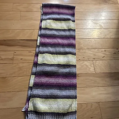 Merona Scarf Purple Blue Yellow Gray Striped 60’ Warm Winter • $2.40