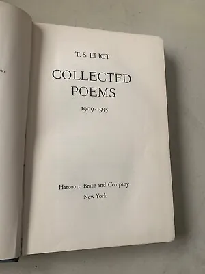 1936 T. S. Eliot  COLLECTED POEMS 1909-1935   Used By Student With Notes In Ink • $3